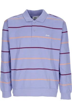 Obey Sweatshirts, male, , XL, Long Sleeve Polo Sweatshirt Digital Violet