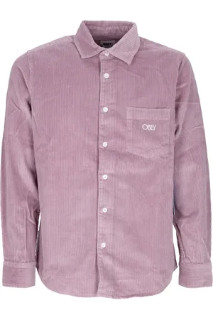 Obey Casual Shirts, male, , XL, Velvet Long Sleeve Shirt Lilac Chalk