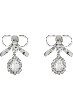 Alessandra Rich Earrings, female, , ONE SIZE, Crystal Bow Earrings in Silver