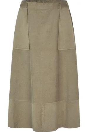 Masai Midi Skirts, female, , XL, Stylish Velvet Skirt with Decorative Stitching