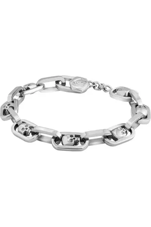 Police Bracelets, male, , ONE SIZE, Mens Bracelet Skull Stainless Steel Silver Harington Pejgb2008902
