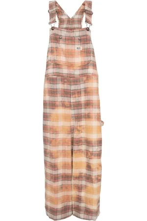 R13 Orange Plaid Jumbo Overall