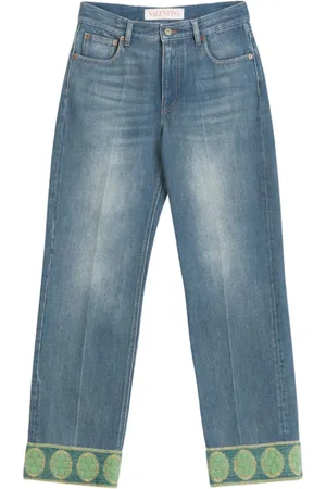 VALENTINO Straight Jeans, female, , W25, Denim Jeans with Rolled Cuffs