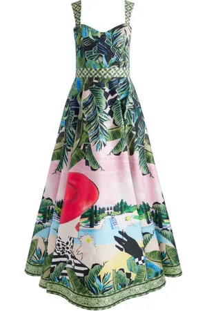 ALICE+OLIVIA Summer Dresses, female, , XS, Graphic Print Balconette Style Dress