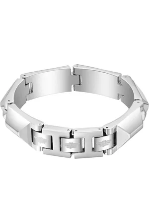 Police Bracelets, male, , ONE SIZE, Mens Bracelet Geometric Metal Steel Black 200mm