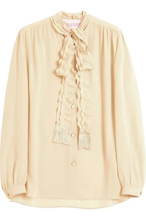 VALENTINO Silk Ruffled Bow Shirt