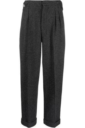 Nanushka Straight Trousers, female, , S, Checkered high-waisted trousers Biba style
