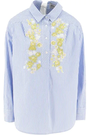 ERMANNO SCERVINO Shirts, female, , XS, Floral Embroidered Striped Shirt