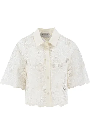 ERMANNO SCERVINO Shirts, female, , S, Lace Floral Shirt with Wide Sleeves