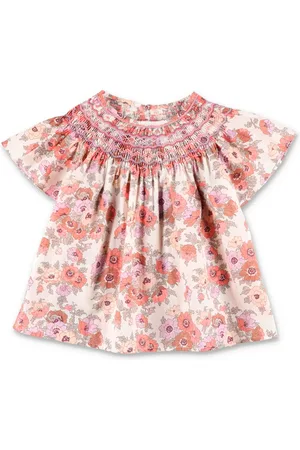 BONPOINT Dresses, female, , 6 Y, Floral Cotton Smocked Embroidered Blouse