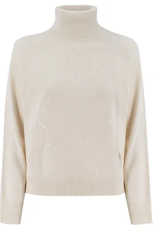 PESERICO SIGN Turtlenecks, female, , M, Turtleneck Jumper with Geometric Stitch Details