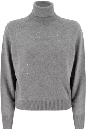 PESERICO SIGN Turtlenecks, female, , S, Turtleneck Jumper with Geometric Stitch Details