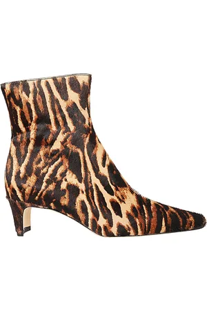 Staud Heeled Boots, female, , 4 UK, Leopard Print Leather Ankle Boot