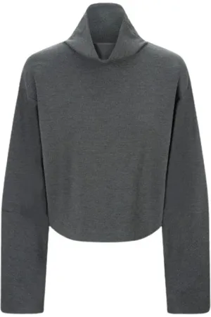 Staud Turtlenecks, female, , M, Heather Grey Ponte Top with Sculptural Sleeves