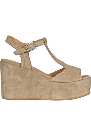 Curiosité Suede Wedge Sandal with Buckle Strap