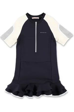 Marni Dresses, female, , 10 Y, Colorblock Half-Zip Mini Dress
