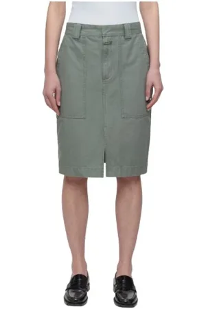 Closed Pencil Skirts, female, , W29, Utility Midi Skirt with Pockets