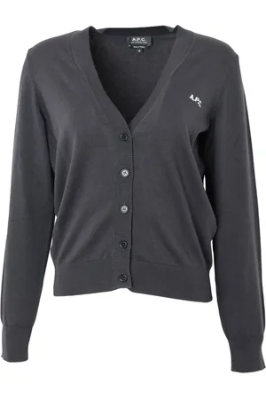 A.P.C. Cardigans, female, , S, V-neck Cardigan with Logo Embroidery