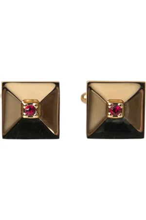 Dolce & Gabbana Crystal Square Pin Cufflinks Gold Pink