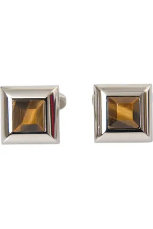 Dolce & Gabbana Cufflinks & Tie Clips, male, , ONE SIZE, Crystal Cufflinks Silver Orange Glass