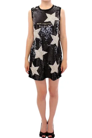 Dolce & Gabbana Short Dresses, female, , M, Black Crystal Swarovski Stars Sheath Dress