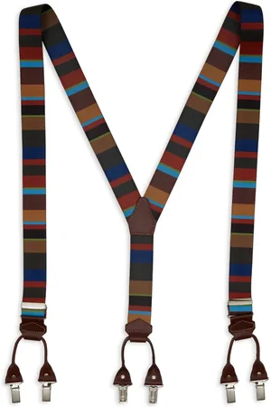 Gallo Elastic green unisex suspenders with multicoloured stripes