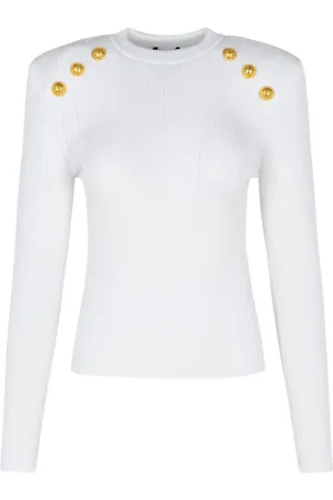 Balmain Round-neck Knitwear, female, , M, Structured Jumper with Round Neckline