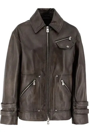 Pinko Vintage Leather Jacket with Sporty Touch