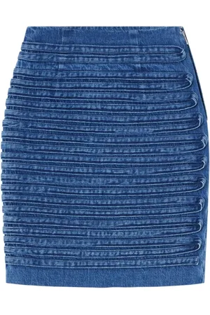 VERSACE Denim Skirt with High-Waisted Panel