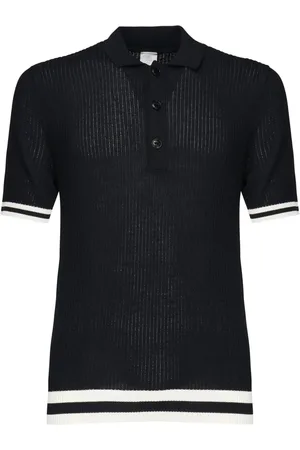 ELEVENTY Polo Shirts, male, , XL, Ribbed Polo Shirt with Contrast Stripes