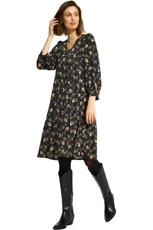 In Front Lucy Dress 3/4 Sleeves Black Dress