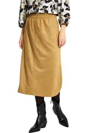 In Front Elastic Waist Skirt Sand