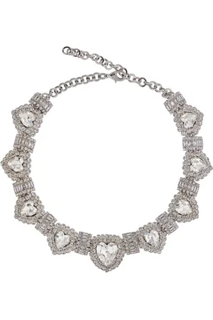 Alessandra Rich Crystal Heart Necklace with Rhinestones