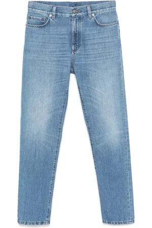 Ermenegildo Zegna Slim-fit Jeans, male, , W32, City Cotton Jeans with Leather Logo