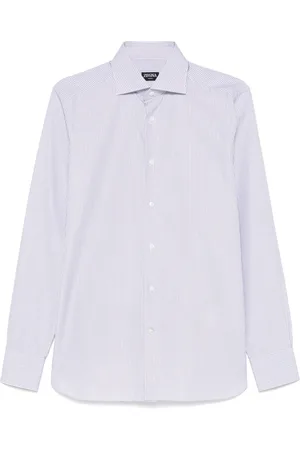 Ermenegildo Zegna Casual Shirts, male, , 4XL, Striped Cotton Dress Shirt