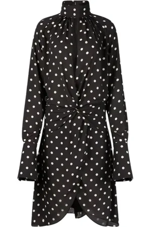 Nina Ricci Polka Dot High Neck Midi Dress