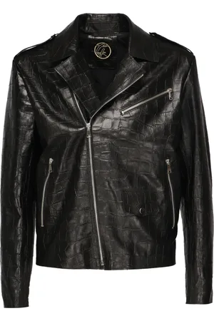 Giuliano Galiano Leather Jackets, male, , XL, Leather Coat with Coconut Print