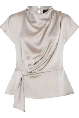 Bruuns Bazaar Blouses, female, , S, Draped Blouse Silver Cloud