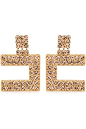Elisabetta Franchi Earrings, female, , ONE SIZE, Rhinestone Logo Pendant Earrings