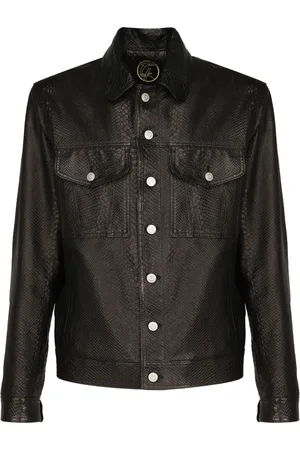 Giuliano Galiano Leather Jackets, male, , M, Leather Python Print Jacket