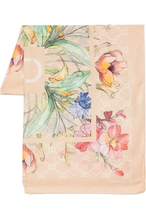 Twin-Set Scarves, female, , ONE SIZE, Beige Mix Print Scarf