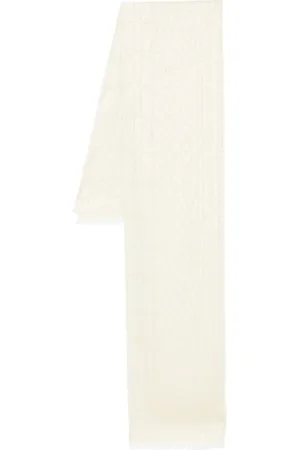 Twin-Set Scarves, female, , ONE SIZE, Cream Jacquard Frayed Edge Scarf