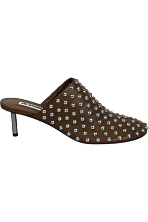 Jil Sander Stud-Embellished Metallic Mules