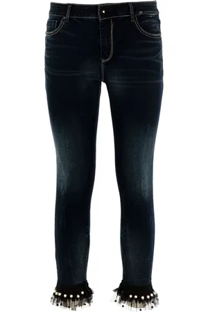 Fracomina Skinny Jeans, female, , W27, Skinny Jeans with Tulle and Jewel Embellishments