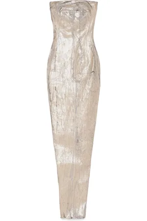 Rick Owens Gowns, female, , XS, Golden Bustier Megacrust Denim Dress
