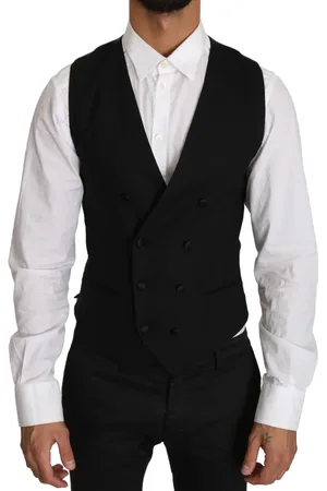 Dolce & Gabbana Gray Wool Double Breasted Slim Fit Vest