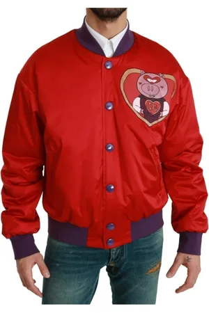 Dolce & Gabbana Bomber Jackets, male, , XL, Multicolor Pig Motif Bomber Jacket