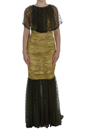 Dolce & Gabbana Gowns, female, , XS, Yellow Floral Lace Sheath Dress
