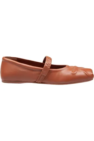 Marni Embossed Bow Leather Mary Jane Shoes