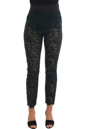 Dolce & Gabbana Leggings, female, , 2XS, High Waist Floral Lace Slim Trousers